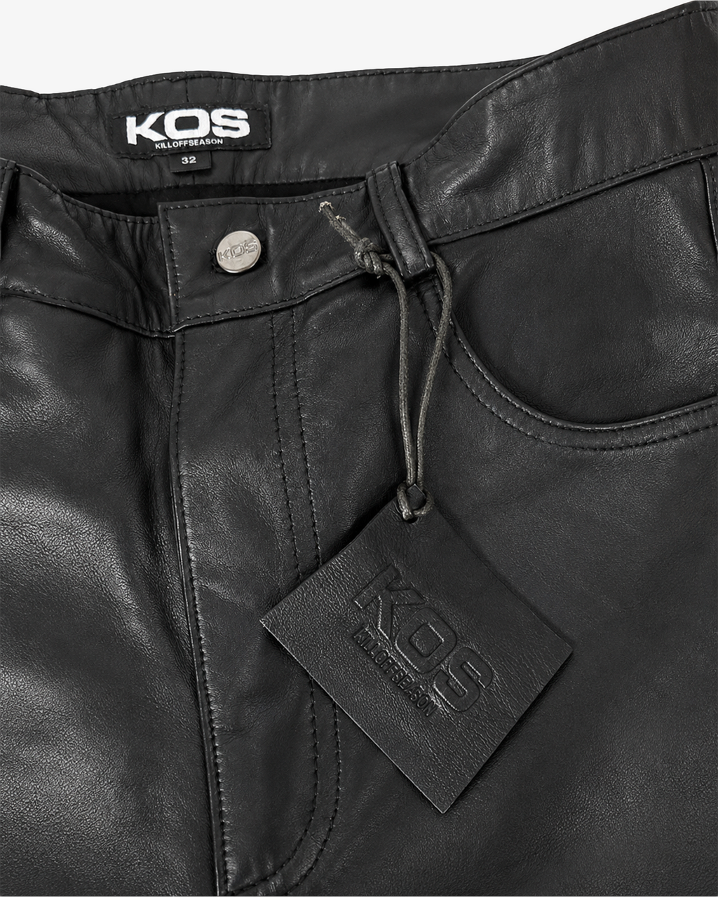 Triple Black Pony Stacked Leather Pants