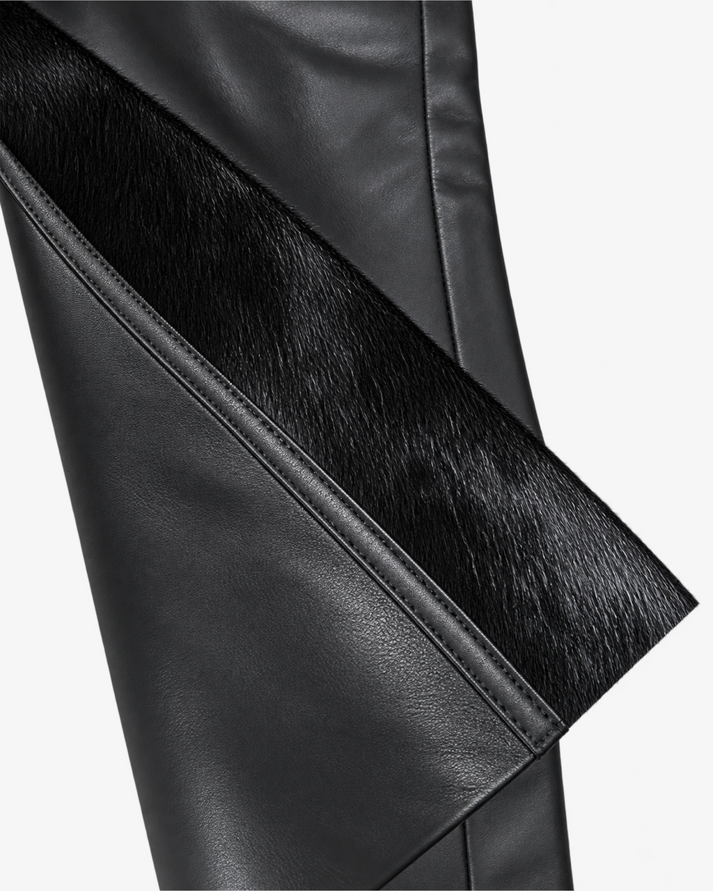 Triple Black Pony Stacked Leather Pants