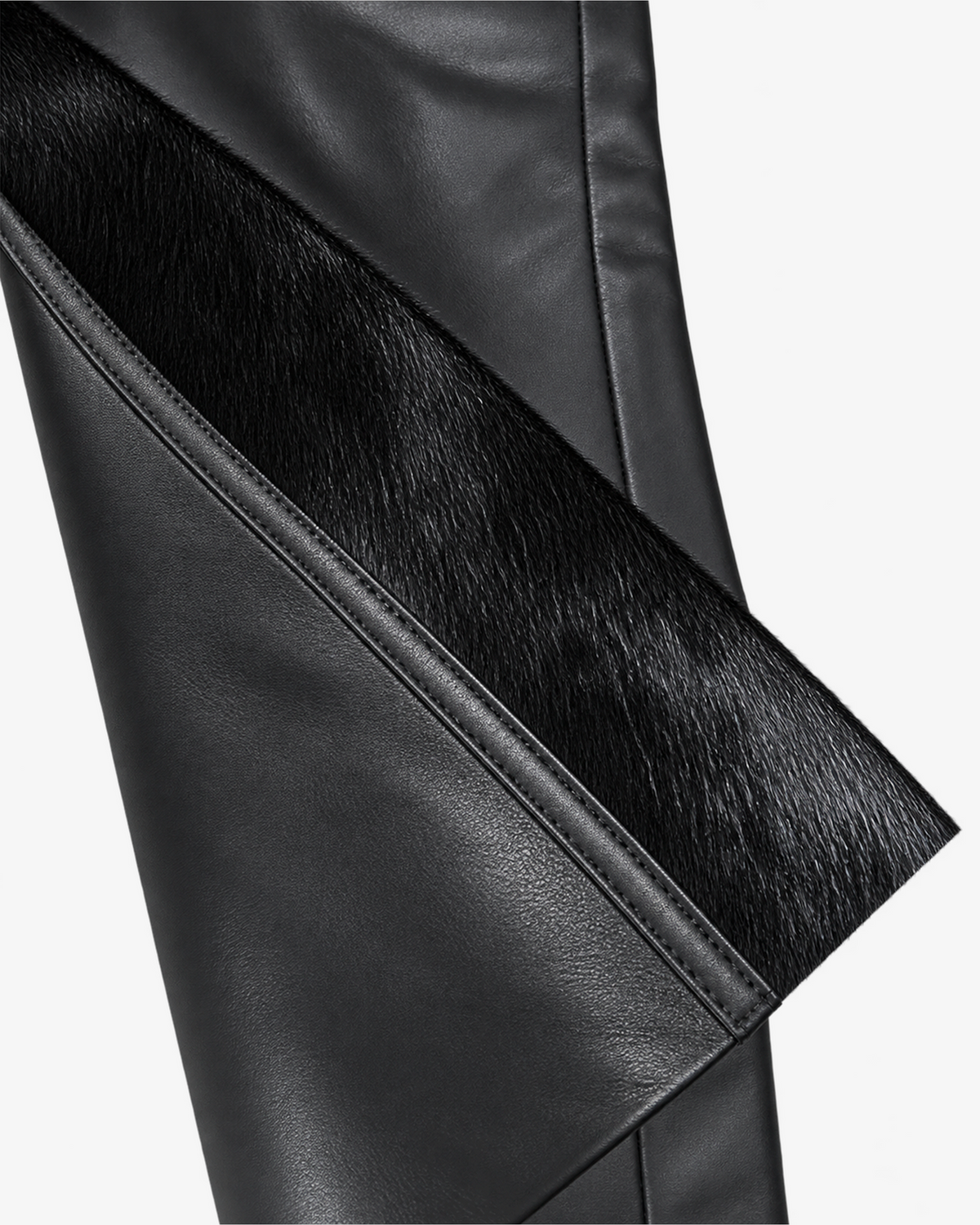 Triple Black Pony Stacked Leather Pants