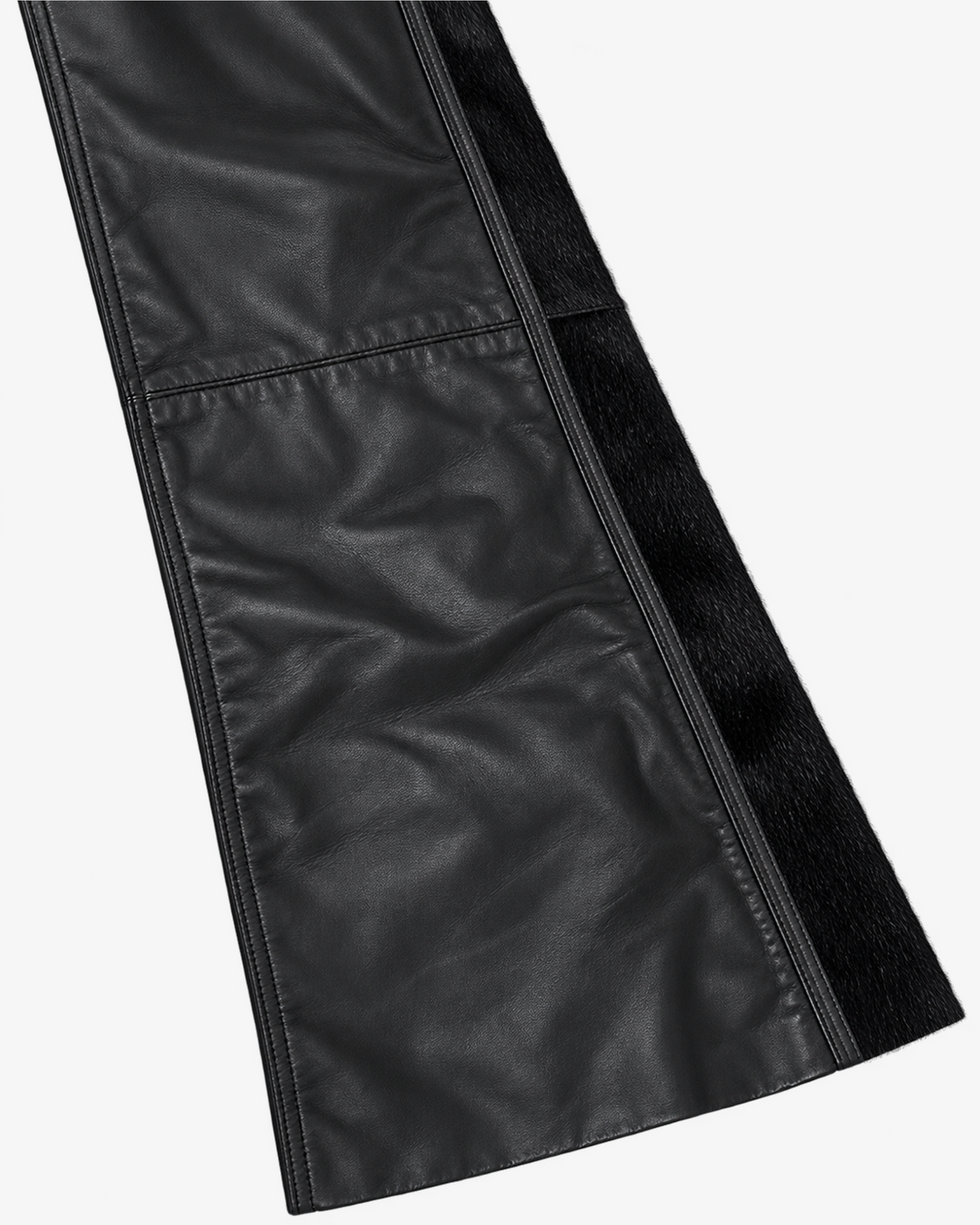 Triple Black Pony Stacked Leather Pants