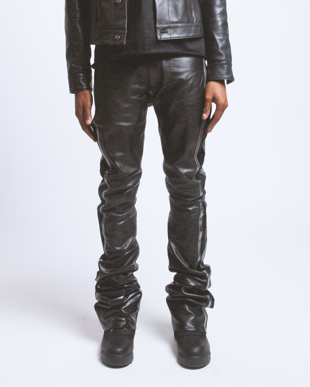 Pony Stacked Leather Pants