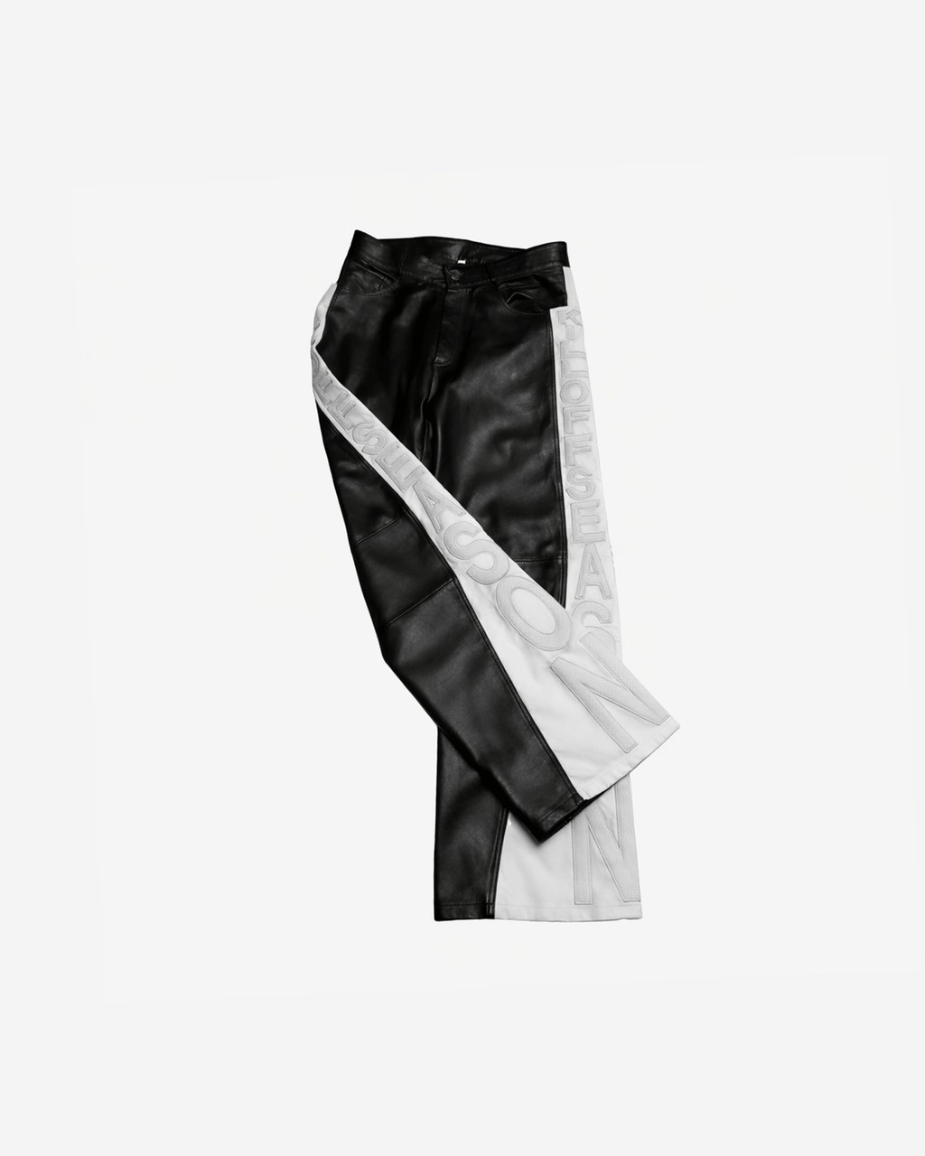 Black & White Relaxed Leather Pants
