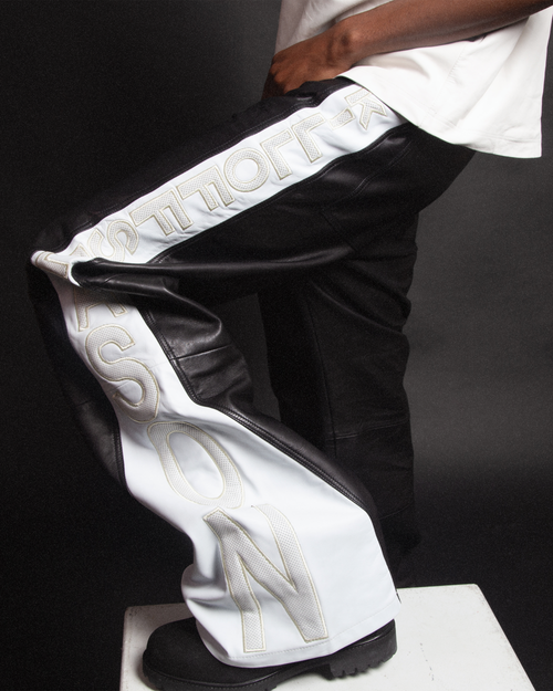 Black & White Relaxed Leather Pants