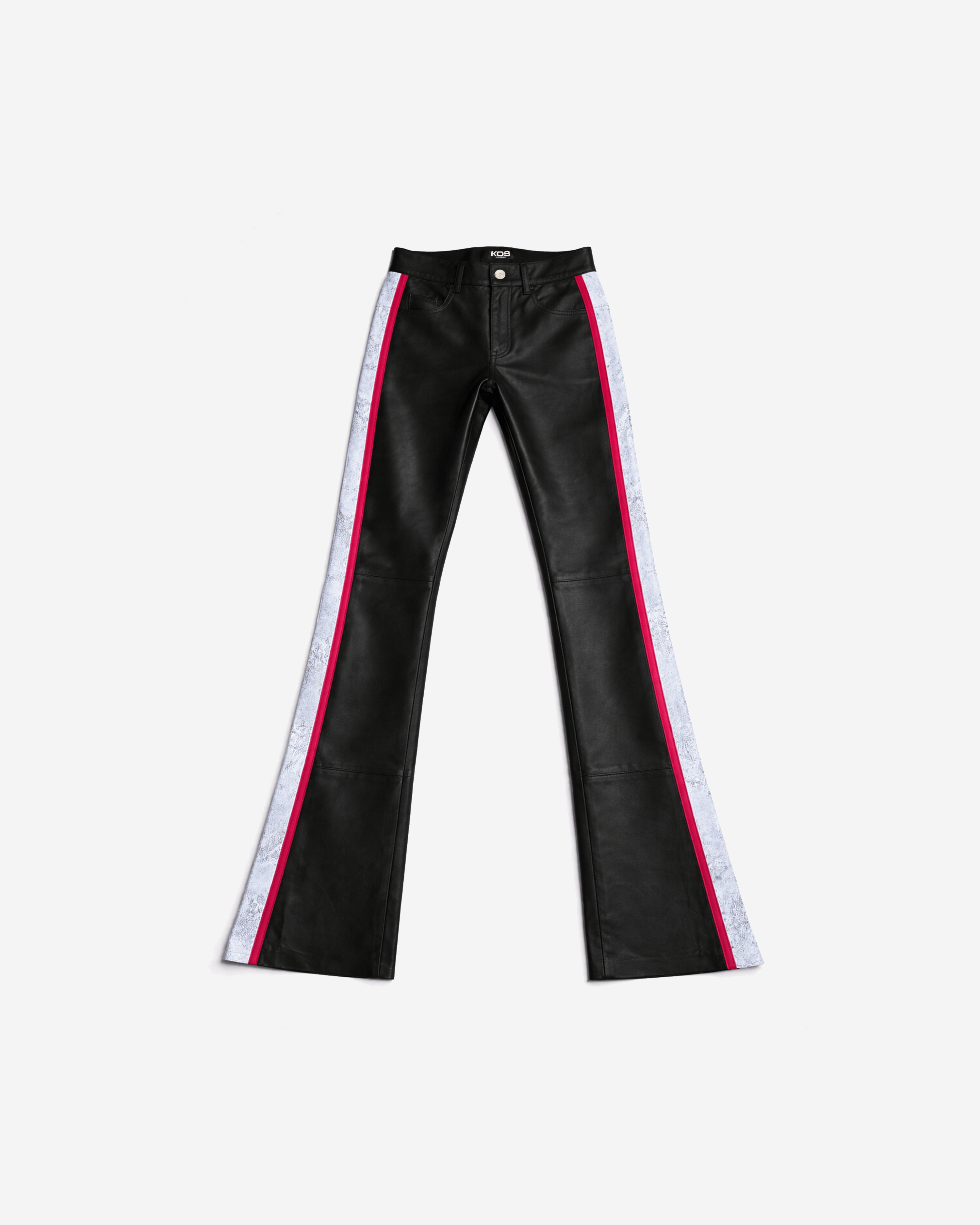Cracked Stacked Leather Pants