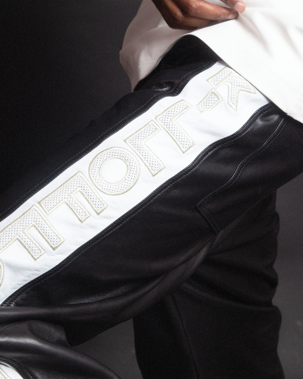 Black & White Relaxed Leather Pants