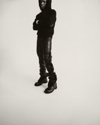 Triple Black Pony Stacked Leather Pants