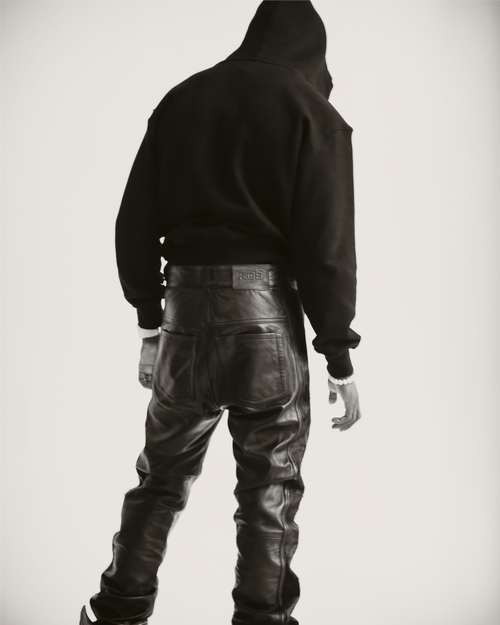 Triple Black Stacked Leather Pants