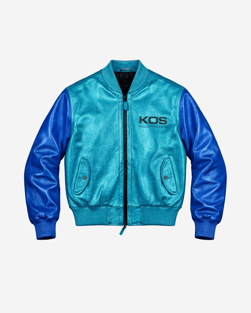 Belly Blue Cropped Leather Flight Jacket