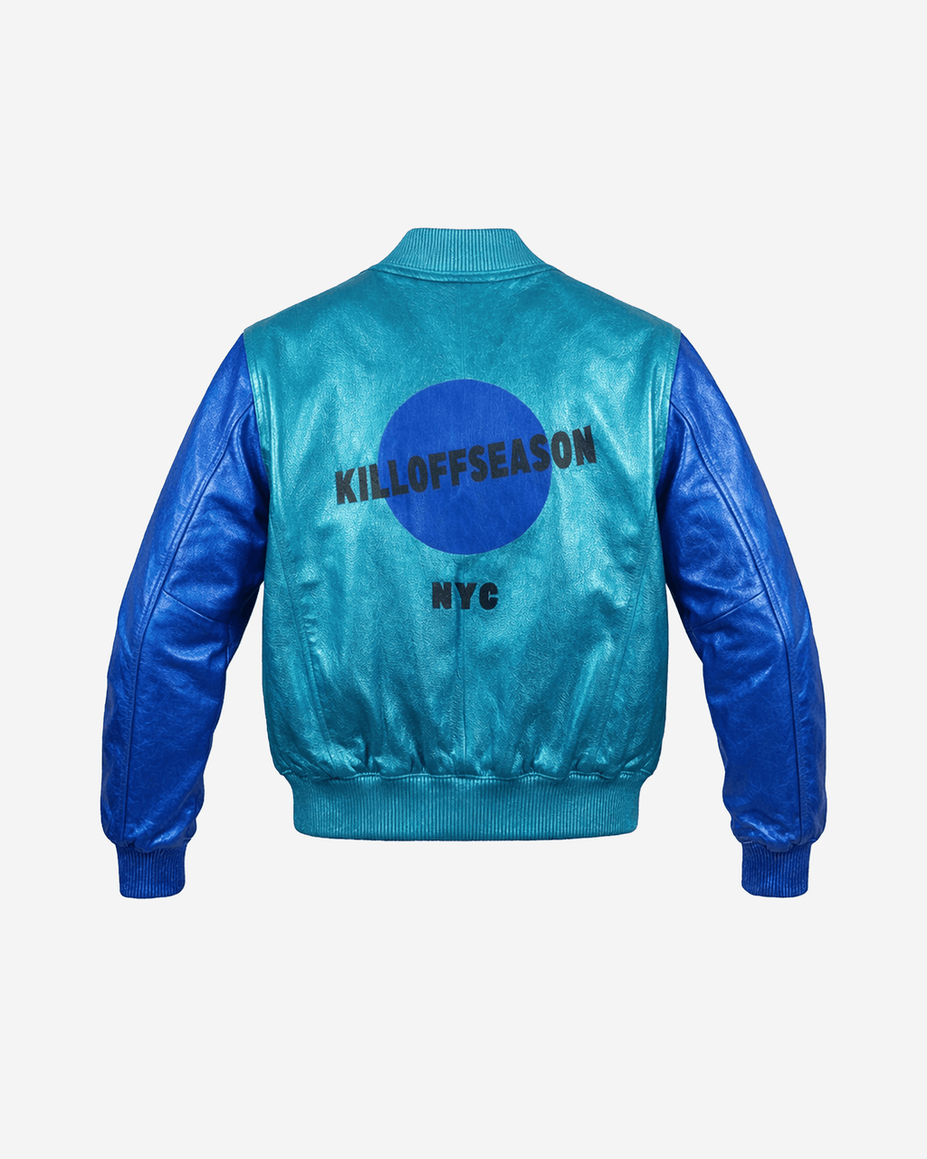 Belly Blue Cropped Leather Flight Jacket