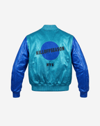 Belly Blue Cropped Leather Flight Jacket
